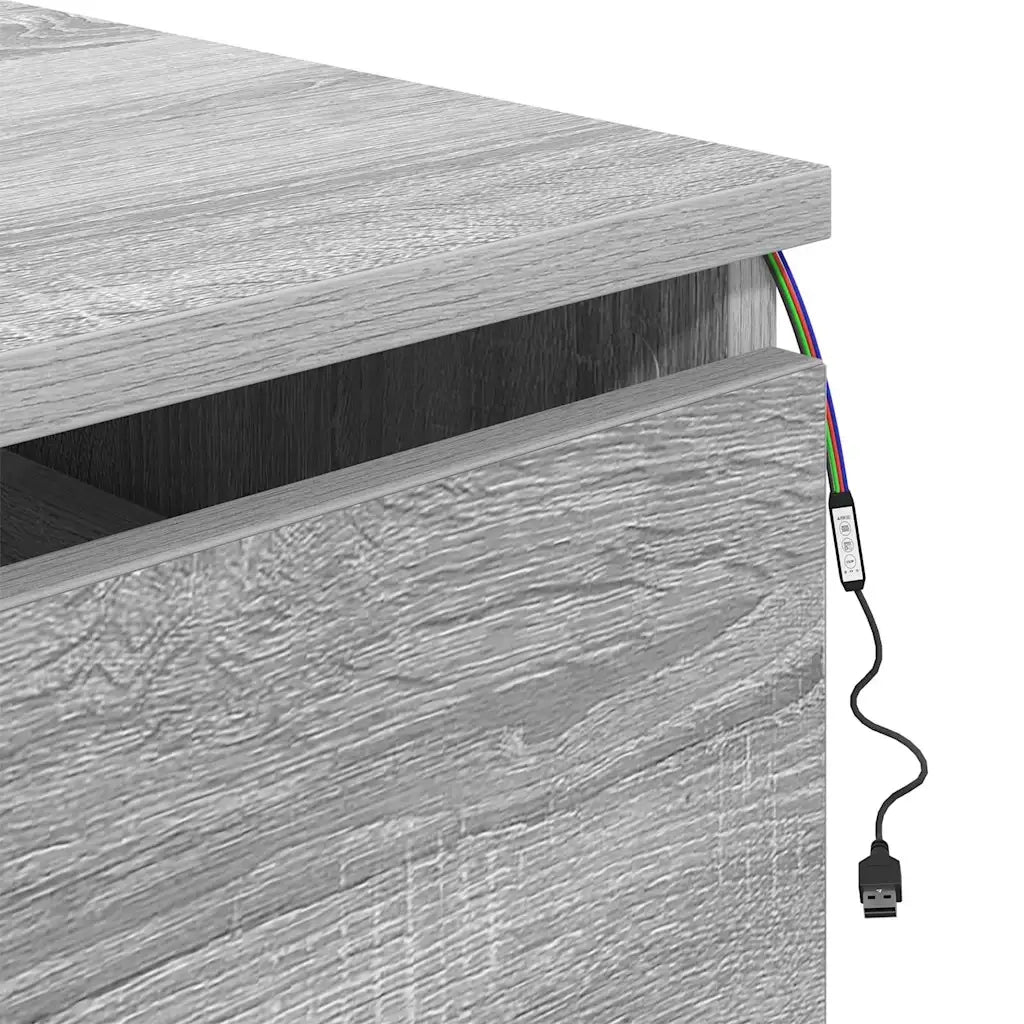 Comodino a Parete con luci LED Grigio Sonoma 836836