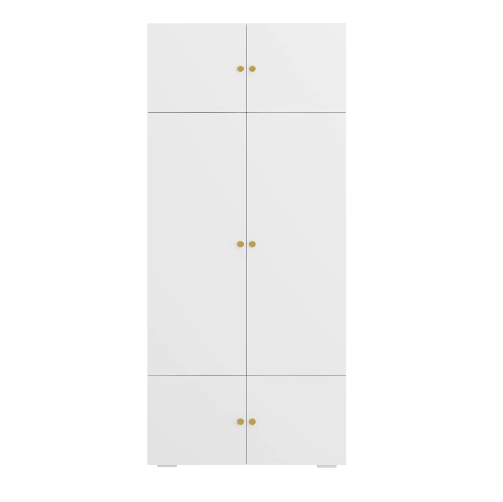 Armadio bianco 90x50x200 cm con 1 barra appendiabiti e 5 ripiani, mobile moderno per camera e ufficio