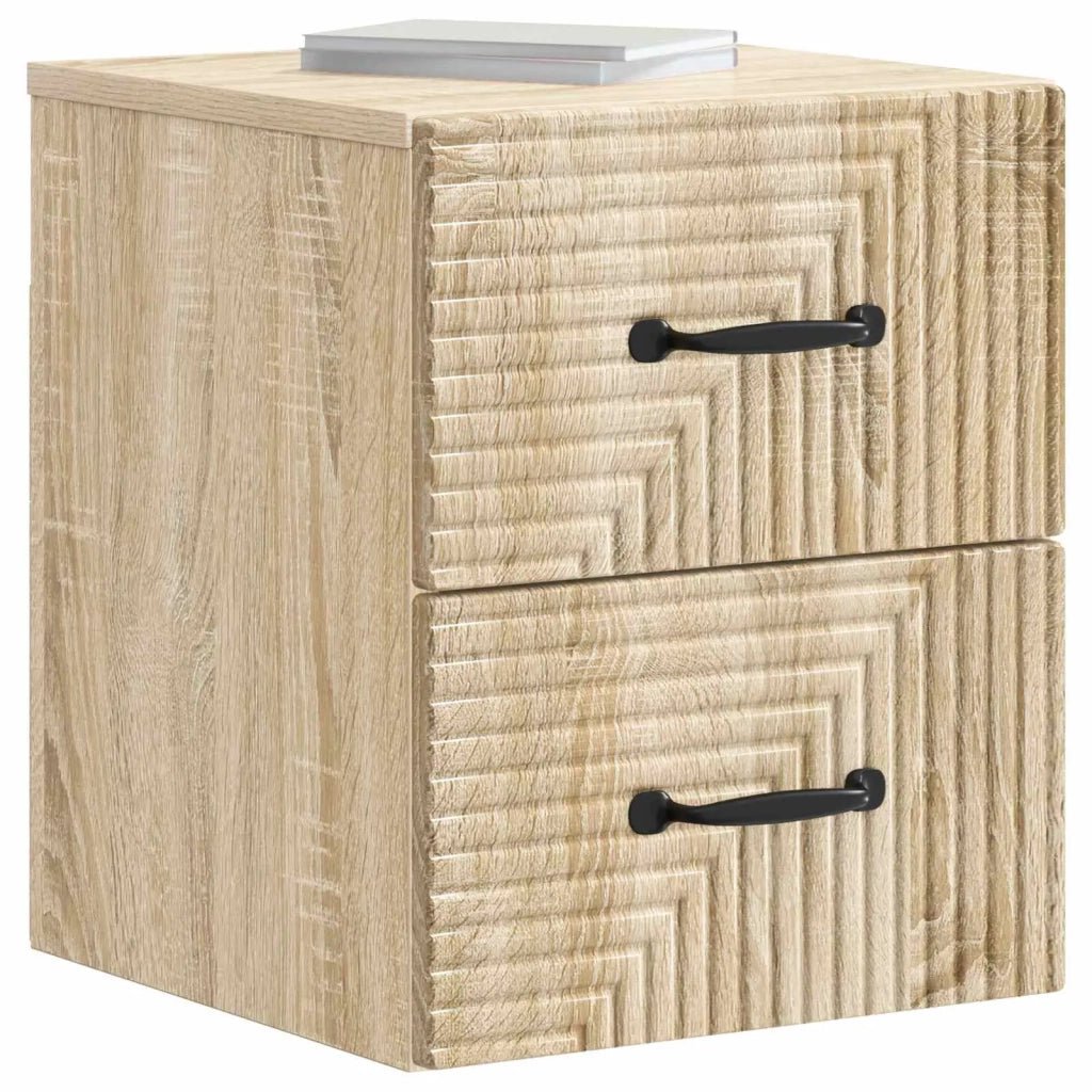 Set di 2 Comodini | Armadio da Notte | Mobiletto da notte a muro Rovere Sonoma 34,5 x 33 x 40 cm