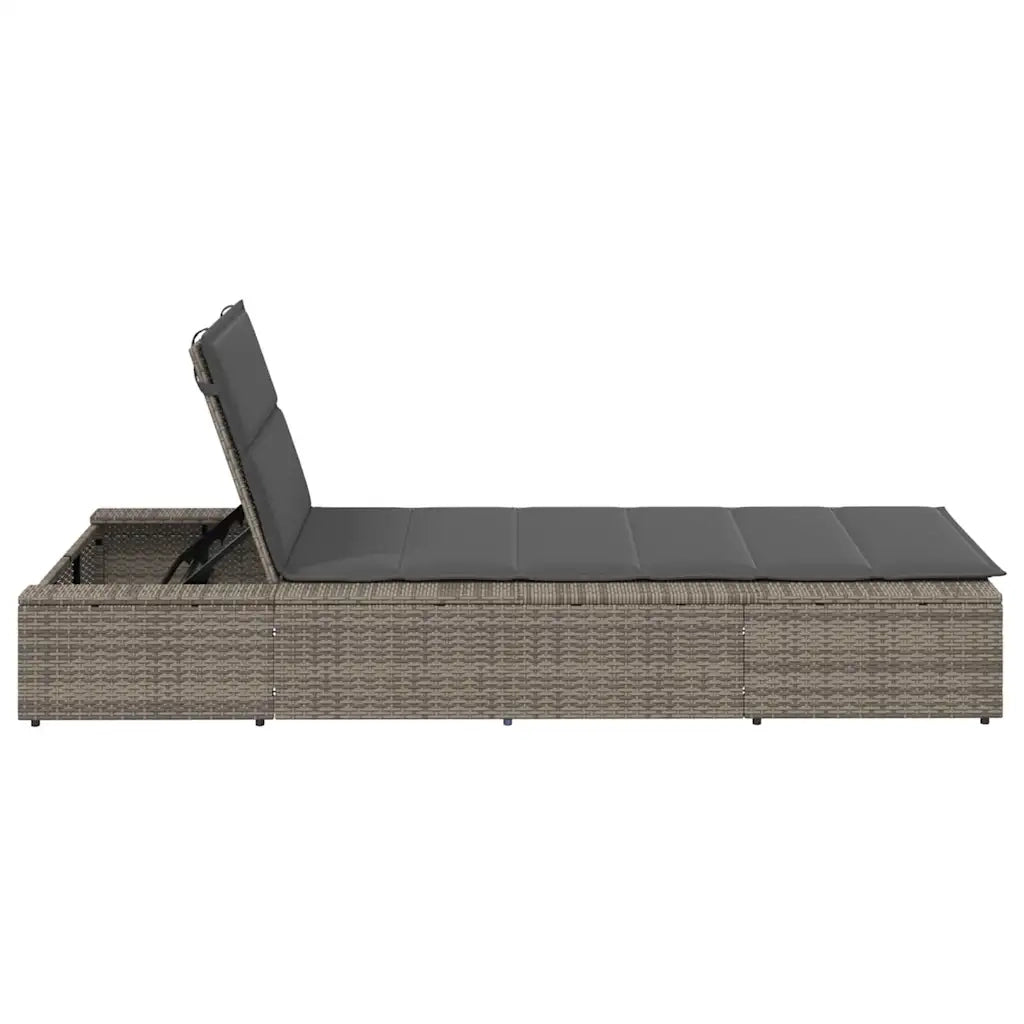 Lettino Prendisole con Cuscino Galleggiante Grigio Polyrattan 4104204