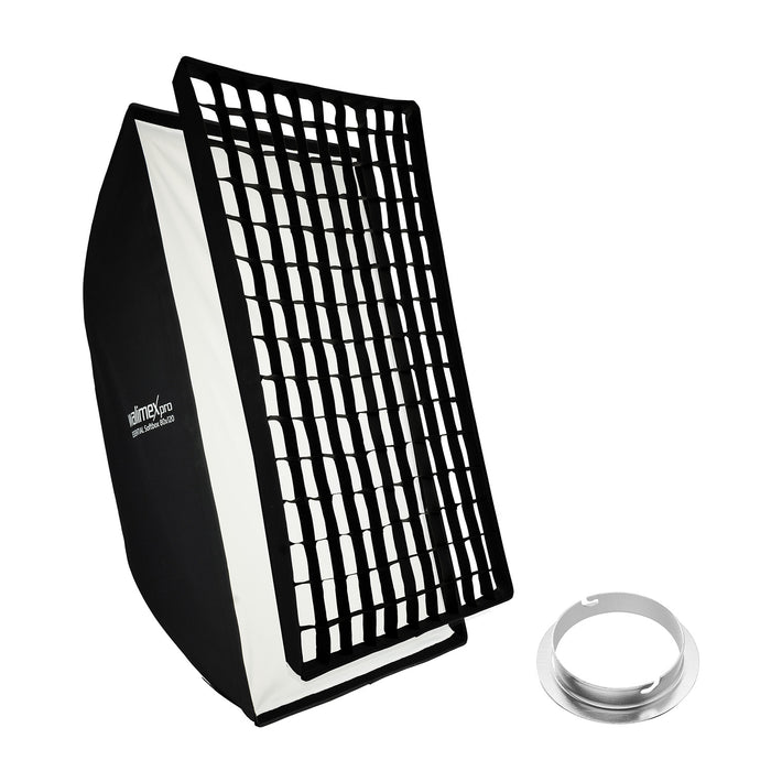 Essential Softbox 80x120cm con adattatore per Elinchrom 15,2, girevole a 360°, facile da montare, griglia inclusa, adattatore Bowens, per fotografia prodotti e persone