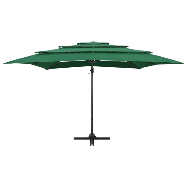 Ombrellone da giardino a 4 livelli con palo in alluminio 250 x 250 cm verde 02_0008798