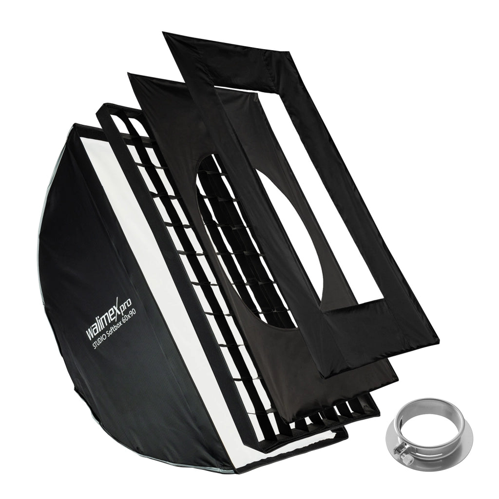 Studio Softbox 60x90cm + adattatore softbox per Profoto (diametro esterno: 15,2 cm), ruotabile a 360°, facile da montare grazie alla funzione ombrello, include griglia, maschere