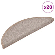 Tappetini per scale 20 pz 56x17x3 cm Marrone chiaro Semicircolari