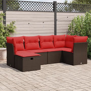 Set Divano da Giardino 6 pz con Cuscini Marrone in Polyrattan 3325290