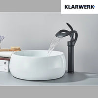 NAVIS | Rubinetto da bagno a cascata di design alto nero | Elegante  in acciaio inox premium per lavelli alti, miscelatore con 2 attacchi