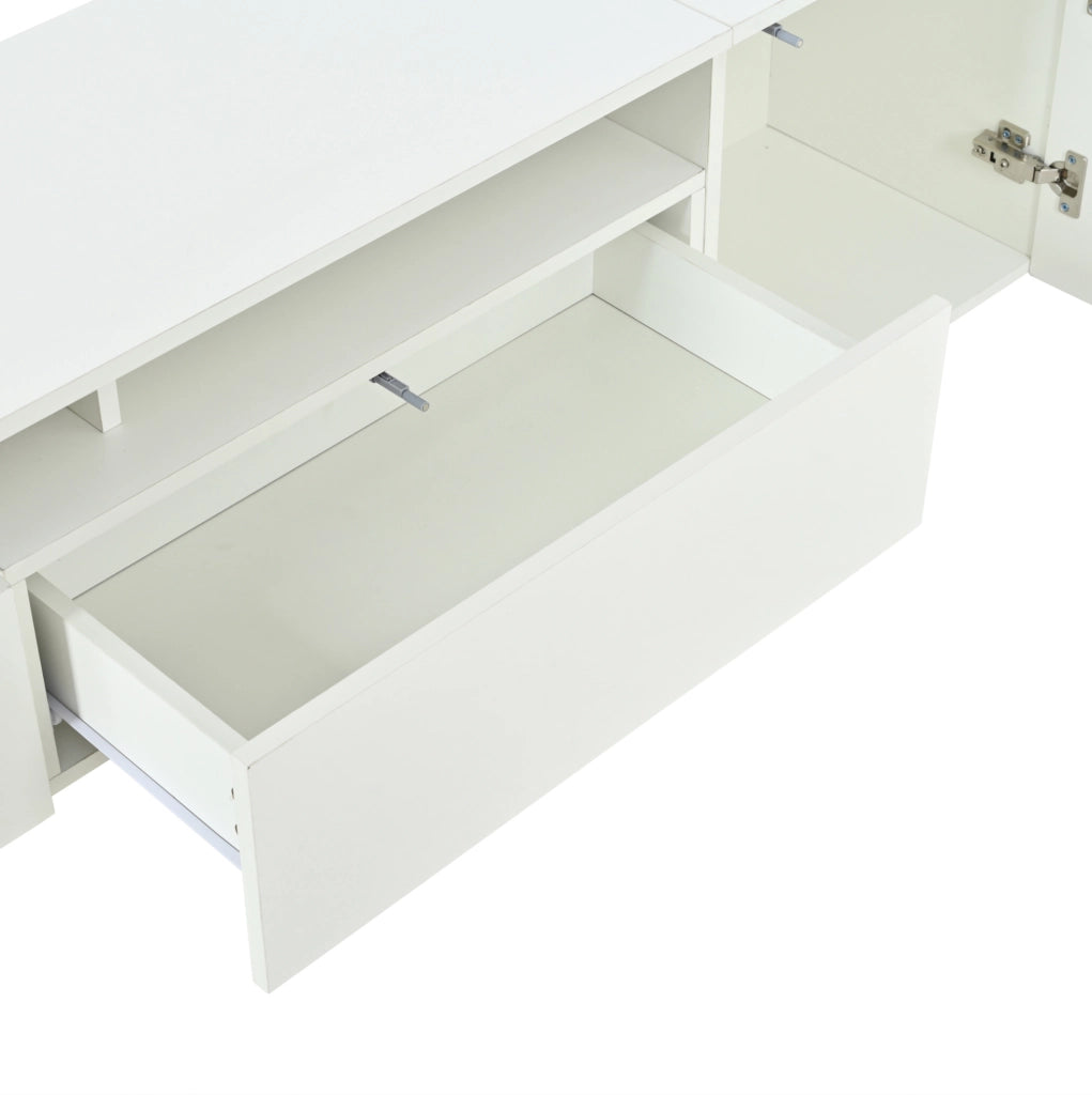 Set mobili TV 3 pezzi con LED e frontali lucidi bianco HOMVRA