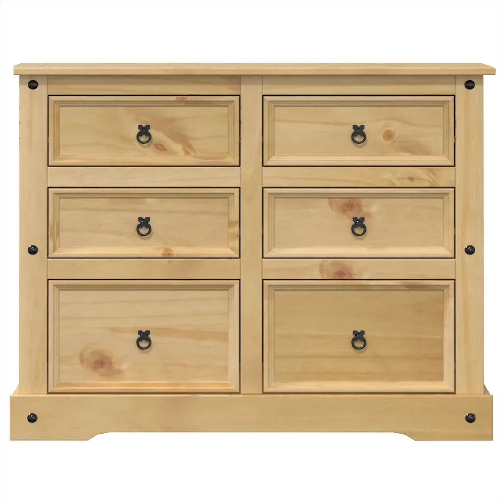Cassettiera Corona 112x48x91 cm in Legno Massello di Pino