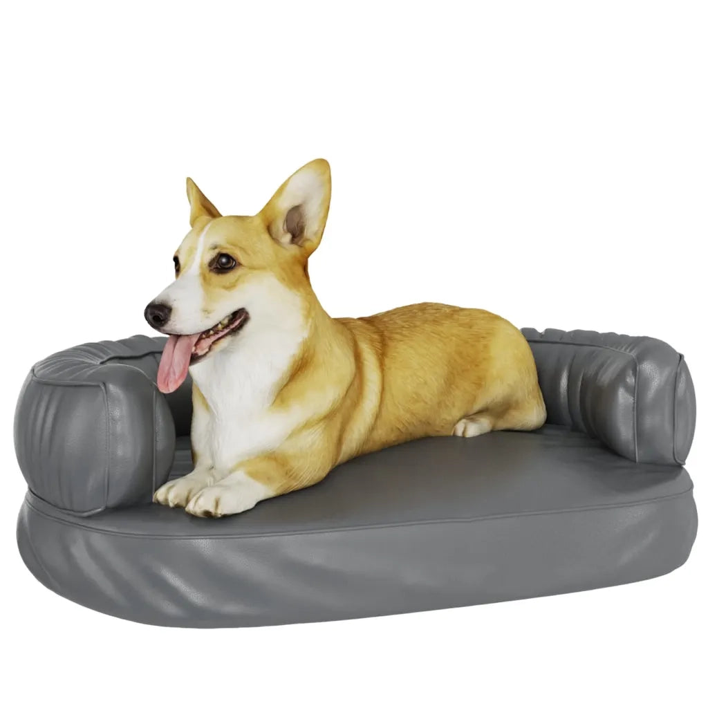 Letto Cani Ergonomico Gommapiuma Grigio 60x42 cm in Similpelle 171316