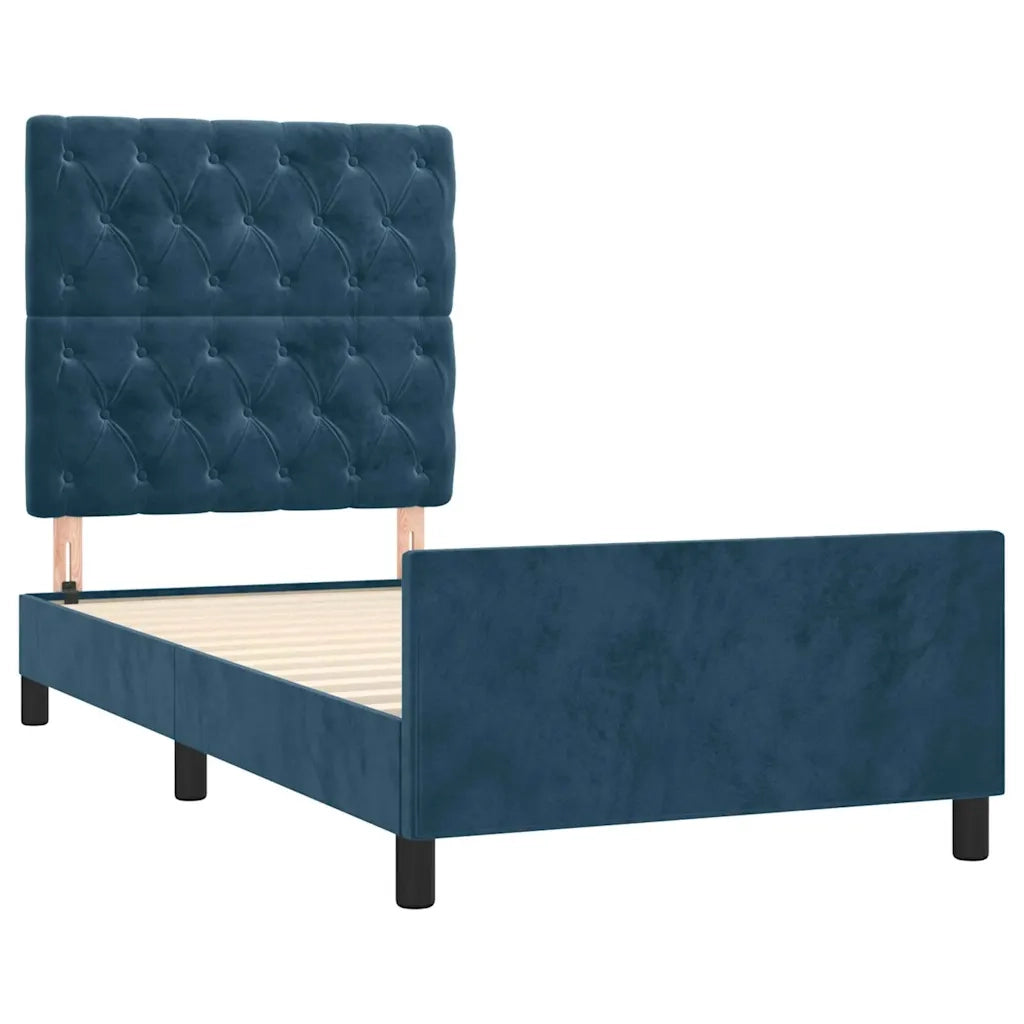 Giroletto con Testiera Blu Scuro 80x200 cm in Velluto cod mxl 58668