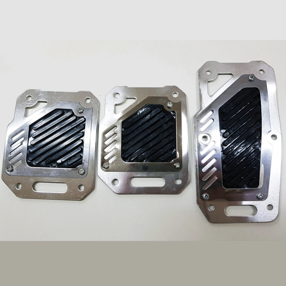 Trade Shop - Copri Pedali Cromato Acciaio Nero Ws1566 Auto Sportiva Tuning Antiscivolo Auto -