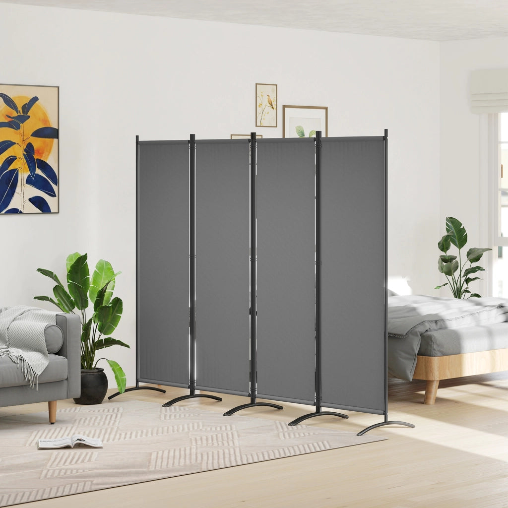 Paravento da Esterno e Interno a 4 Pannelli Pieghevole 221x50x172 cm Grigio Scuro
