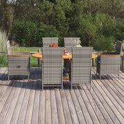 Set Mobili da Pranzo per Giardino 7 pz in Polyrattan Grigio cod mxl 36043
