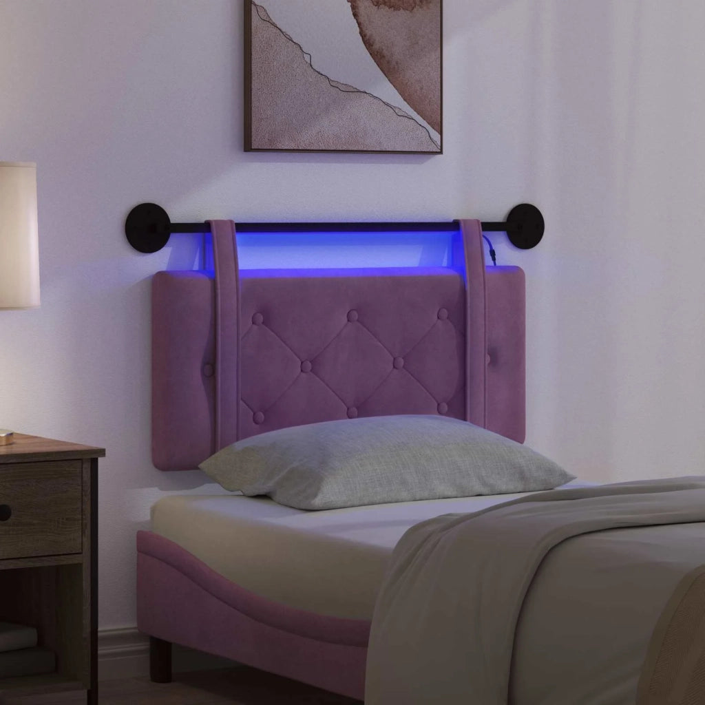 Testiera sospesa Con luce LED Viola Velluto 3424070
