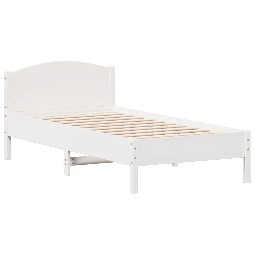 Letto singolo | Letto per adulti | Letto senza Materasso Bianco 75x190 in Legno Massello di Pino