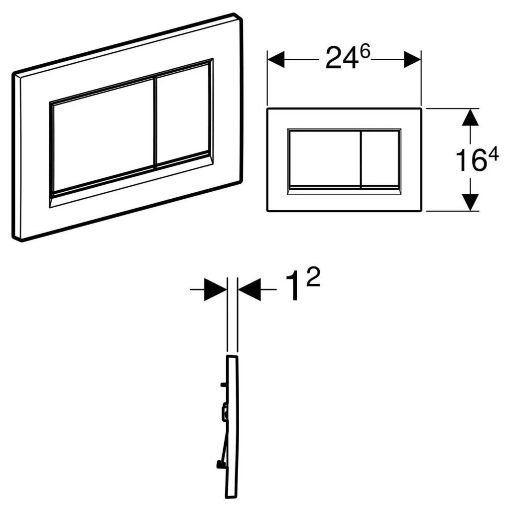 PLACCA DI COPERTURA 2 TASTI SIGMA 30 GEBERIT Bianco bordo inf. cromo lucido
