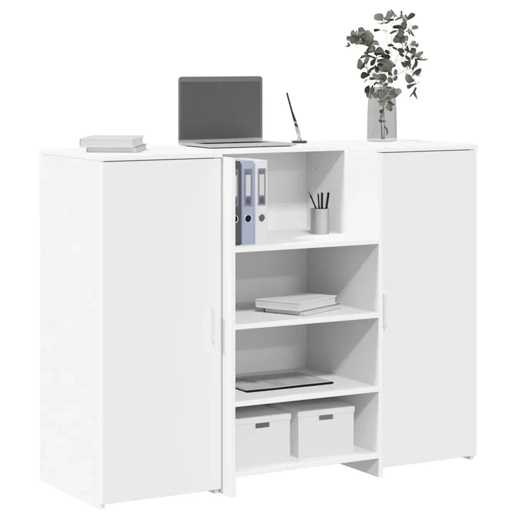 Banco Reception | Scrivania | Tavolo da Ufficio Bianco 135x50x103,5 cm in Legno Multistrato