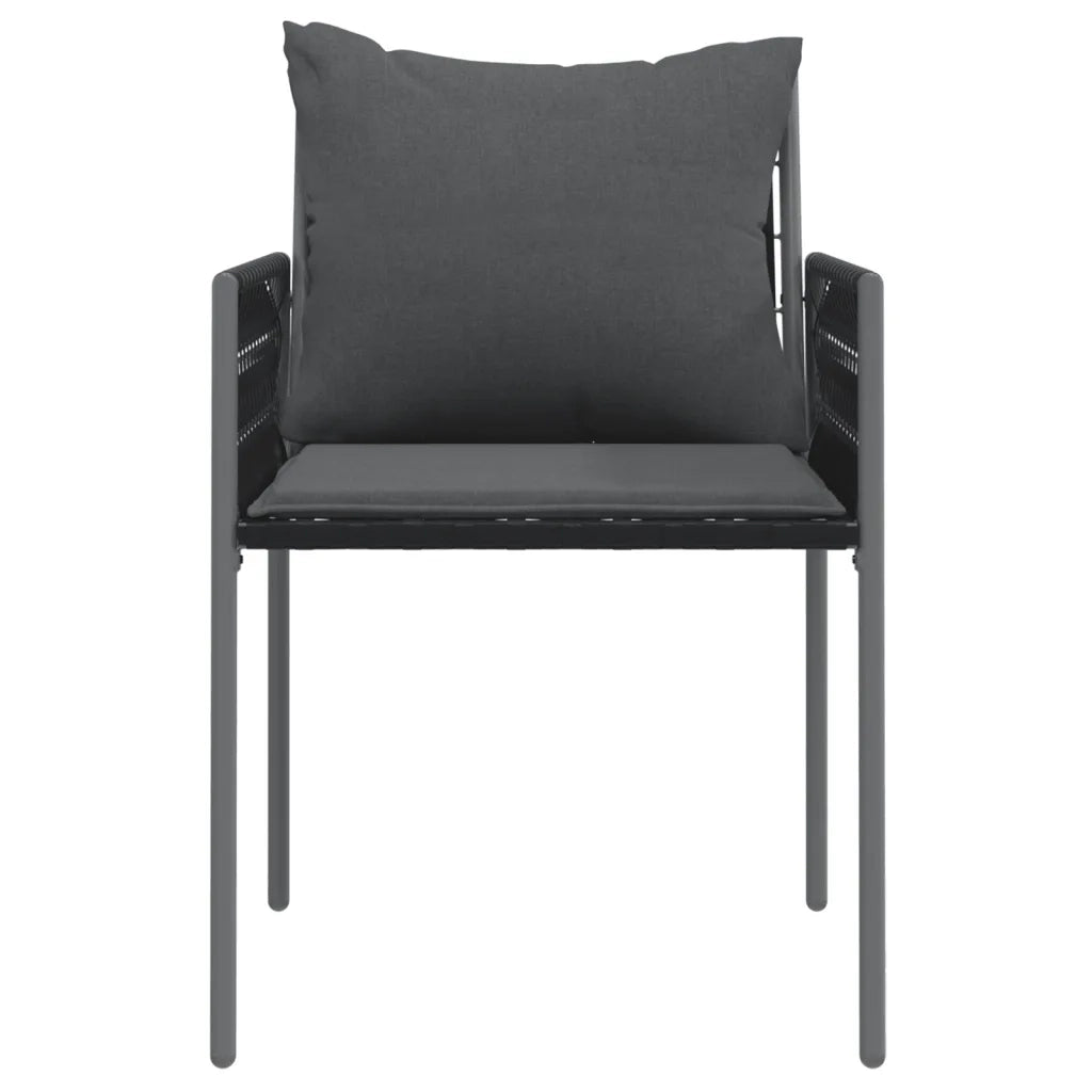 Sedie da Giardino con Cuscini 4pz Nere 54x61x83cm in Polyrattan 3187089