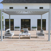 Pergola bioclimatica OmbrÃ©a autoportante VS - 3x4M Grigio perla + 1 tenda 4M bianca
