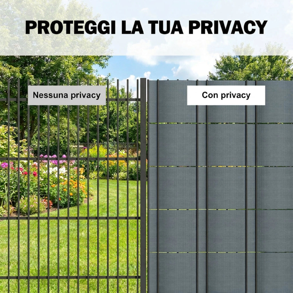 Set 4 Pezzi Frangivista da Giardino 3500x19 cm Anti UV Impermeabile con Fermagli in PP Grigio