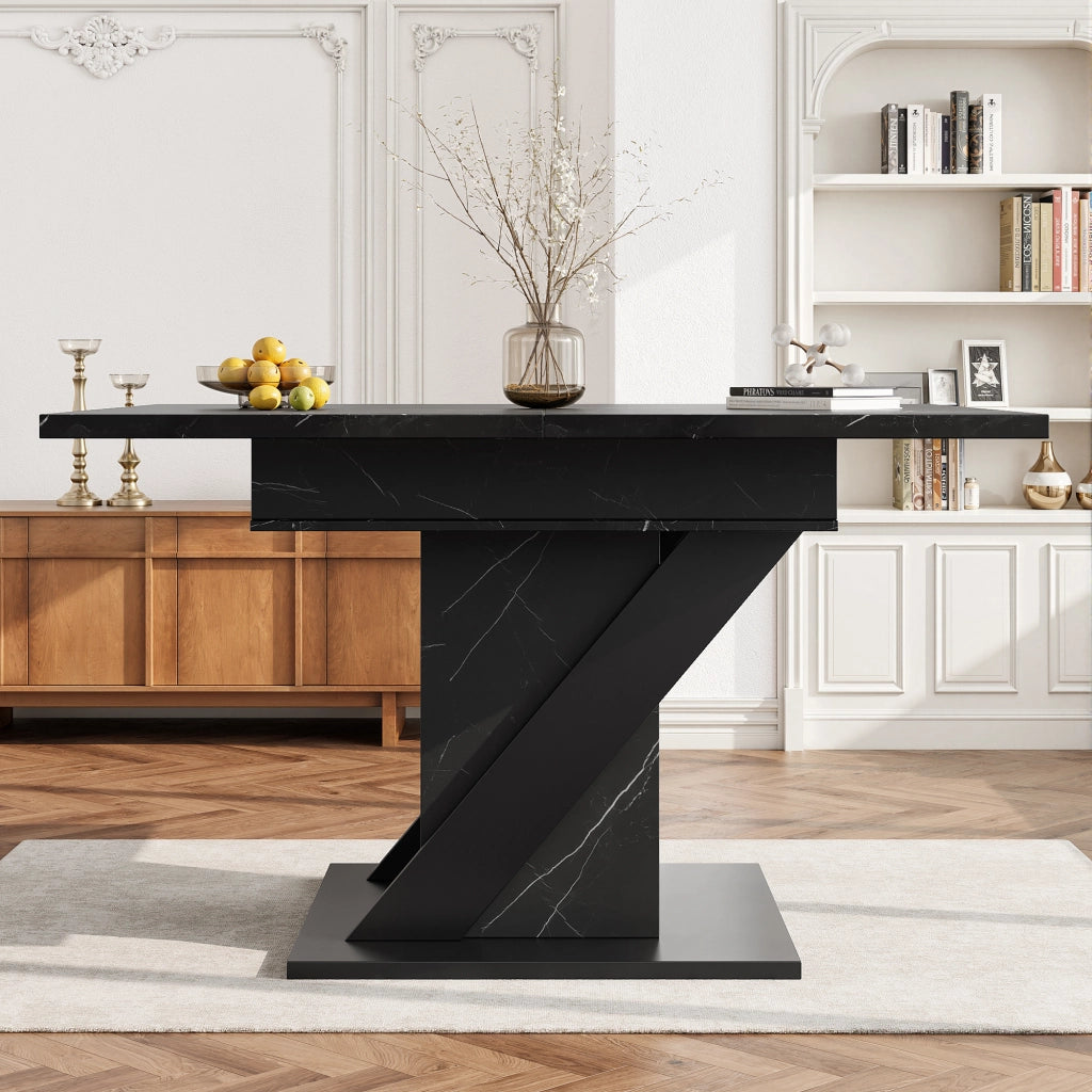 Tavolo da pranzo allungabile moderno in MDF nero, da 110 a 140 cm, salvaspazio e versatile