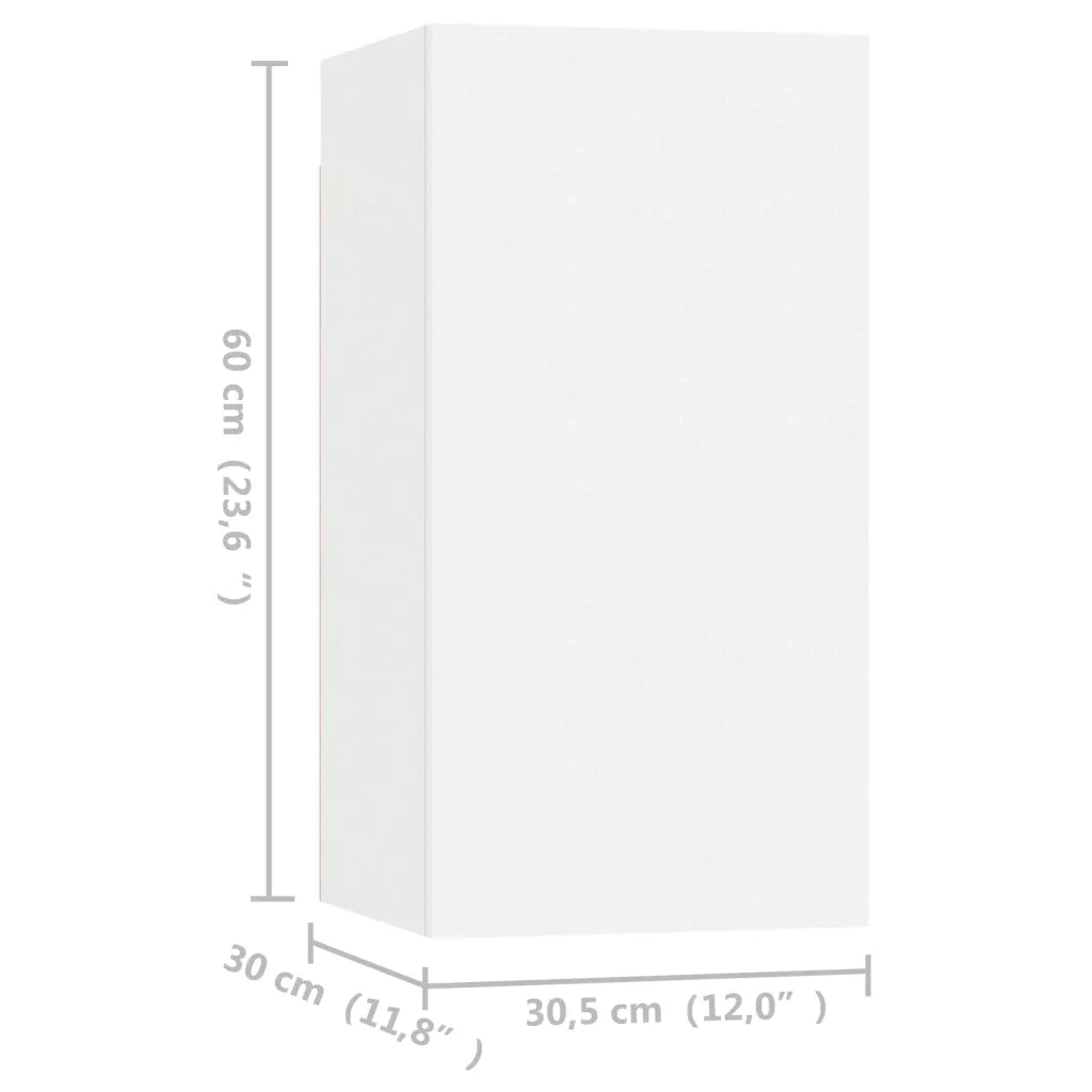 Mobili Porta TV 4 pz Bianchi 30,5x30x60 cm in Legno Multistrato 3078740