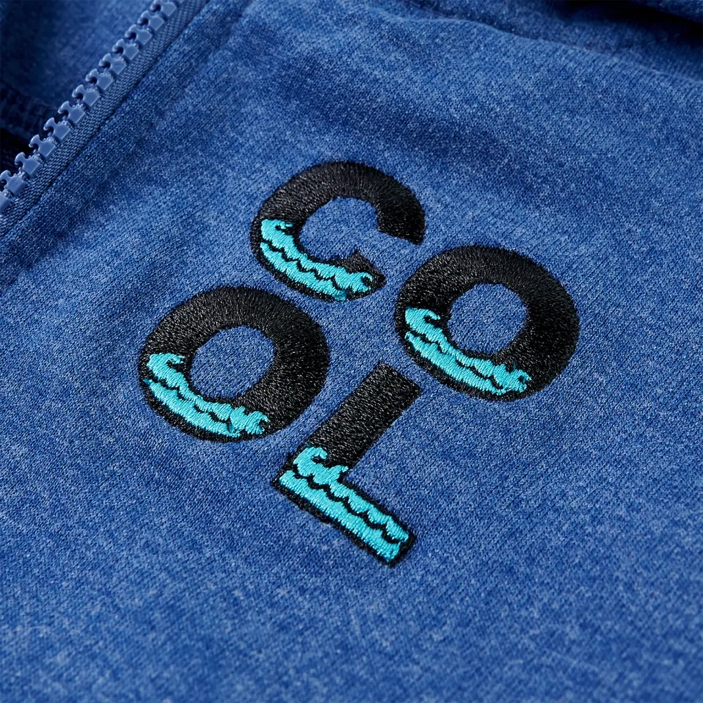 Felpa con Cappuccio e Cerniera per Bambini Blu Scuro MÃ©lange 92
