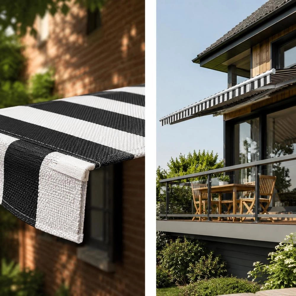 Awning Fabric Anthracite And White 5x3.5 M