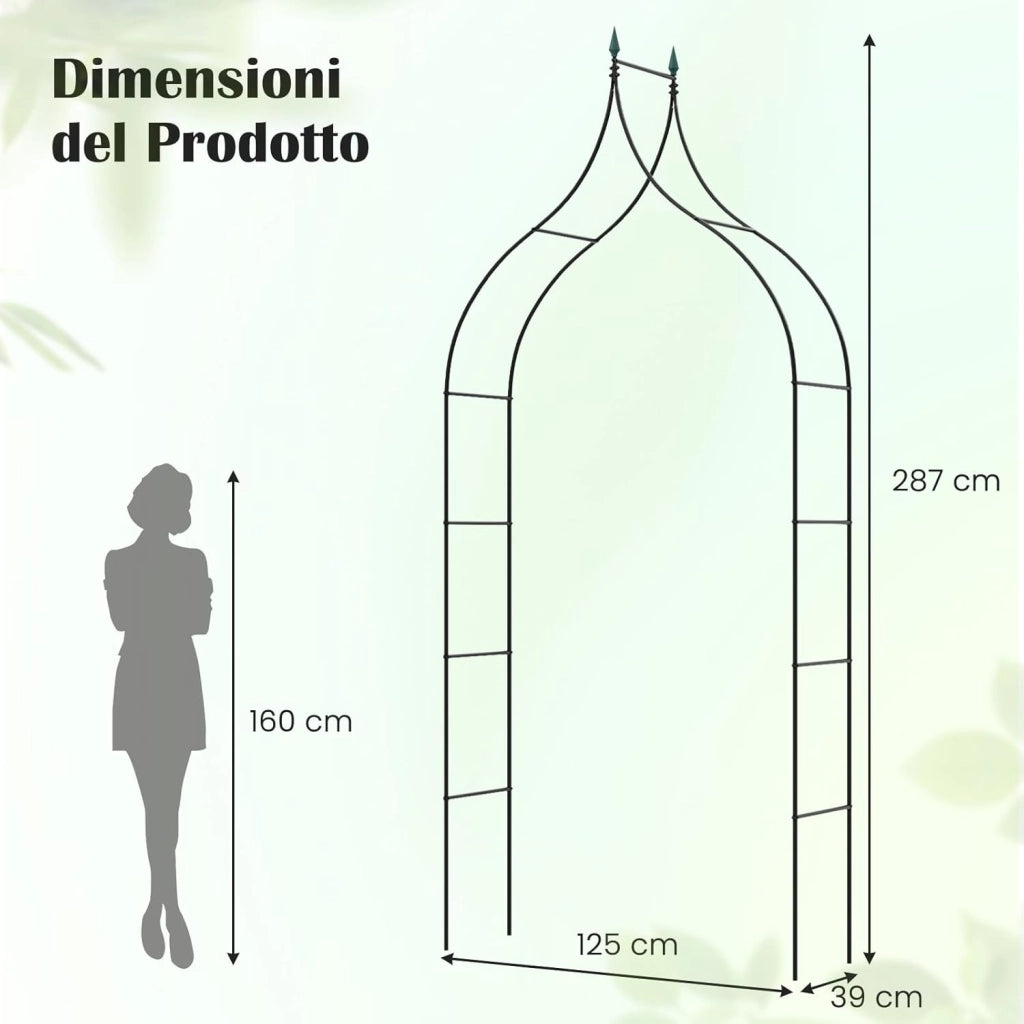 Arco da Giardino in Metallo Decorativo, Pergolato da Esterno per Piante Rampicanti, Arco da Giardino per Prato, Cerimonia di Matrimonio e Decorazioni per Feste