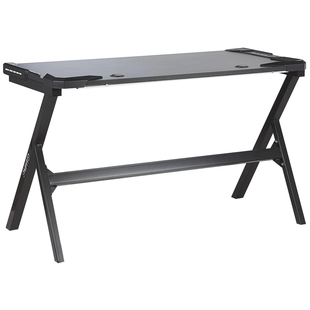 Scrivania da gioco con gambe in metallo MDF Nero rettangolare 120 x 60 cm con luci RGB Mobili per ufficio a casa dal design moderno
