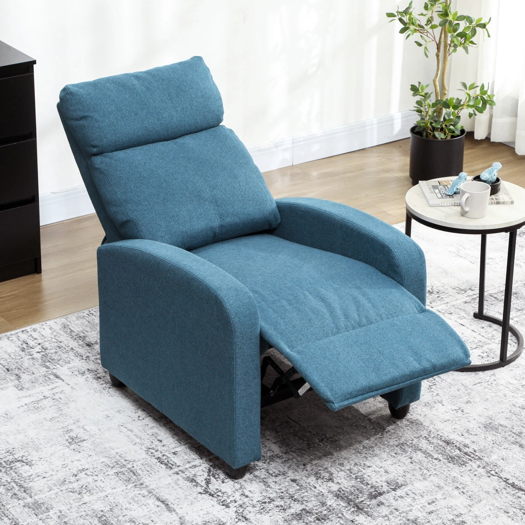 Poltrona Relax Reclinabile Manuale con Poggiapiedi ¨C Zephmum ¨C Tessuto Blu