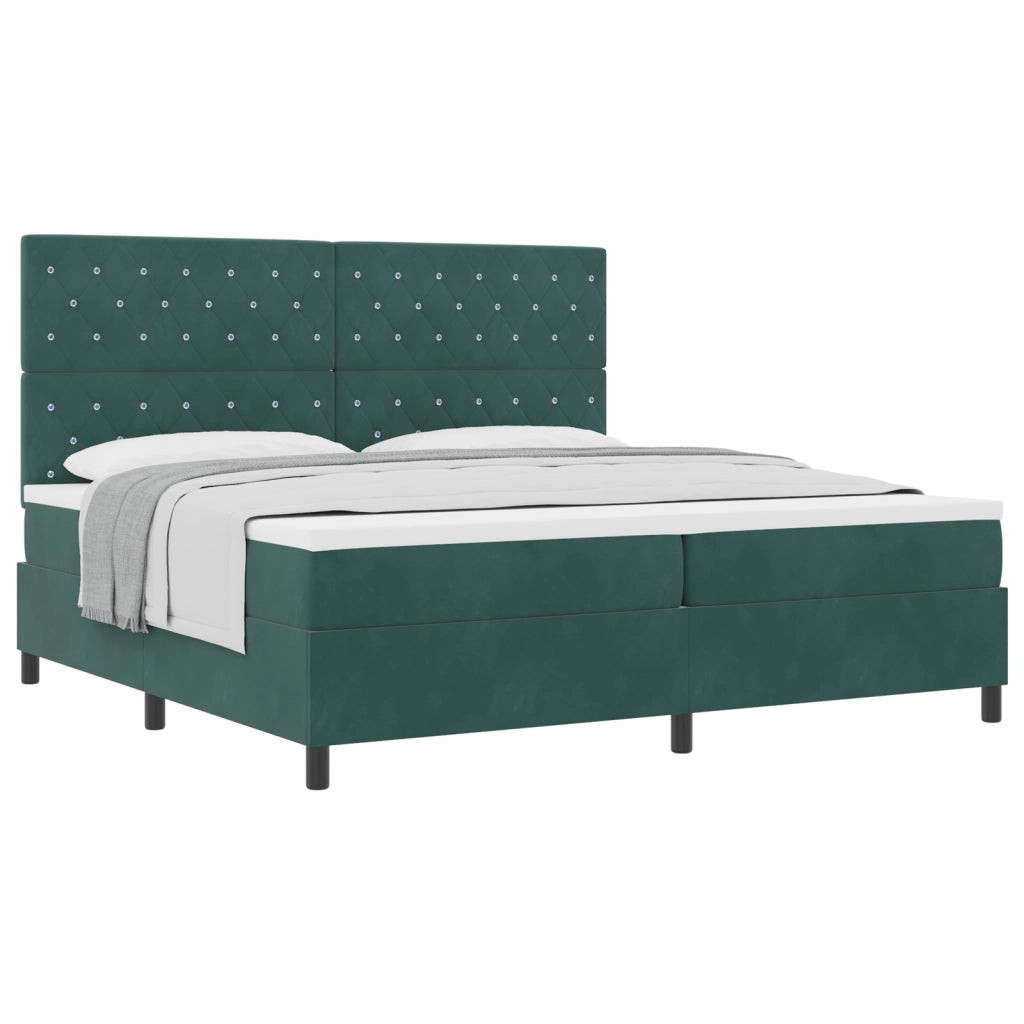 Letto a Molle con Materasso Verde Scuro 200x200 cm Velluto