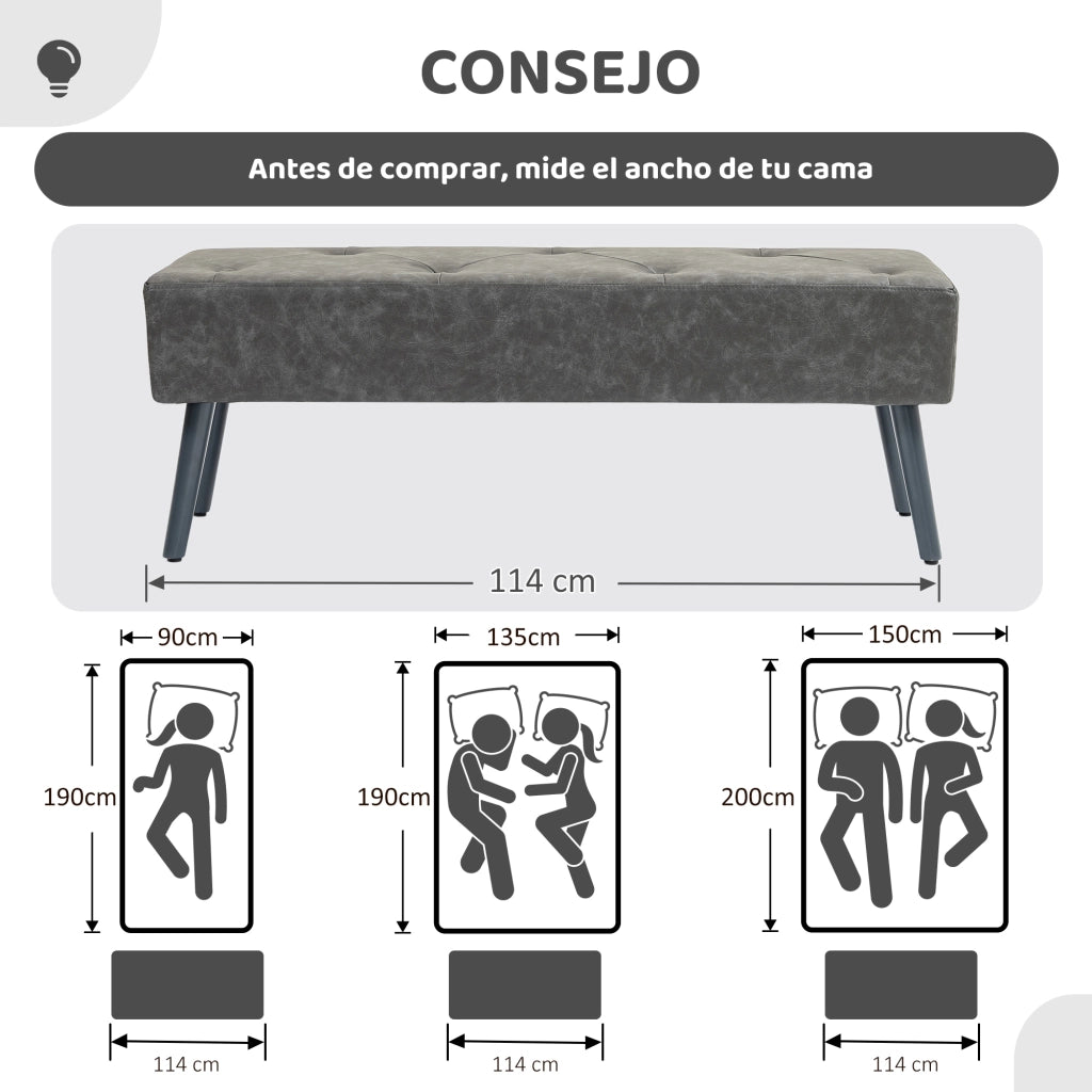 Pouf Piede Letto Grigio ¨C Zephmum ¨C 114x38x42 cm