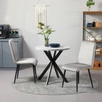 Set 2 Sedie da Cucina Imbottite e Salvaspazio con Gambe in Acciaio, 43x58x90 cm, Grigio e Nero
