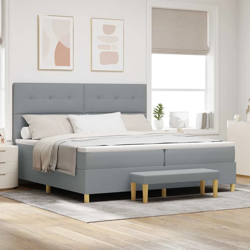 Letto a molle con materasso Grigio chiaro 200 x 200 cm Tessuto 3344324