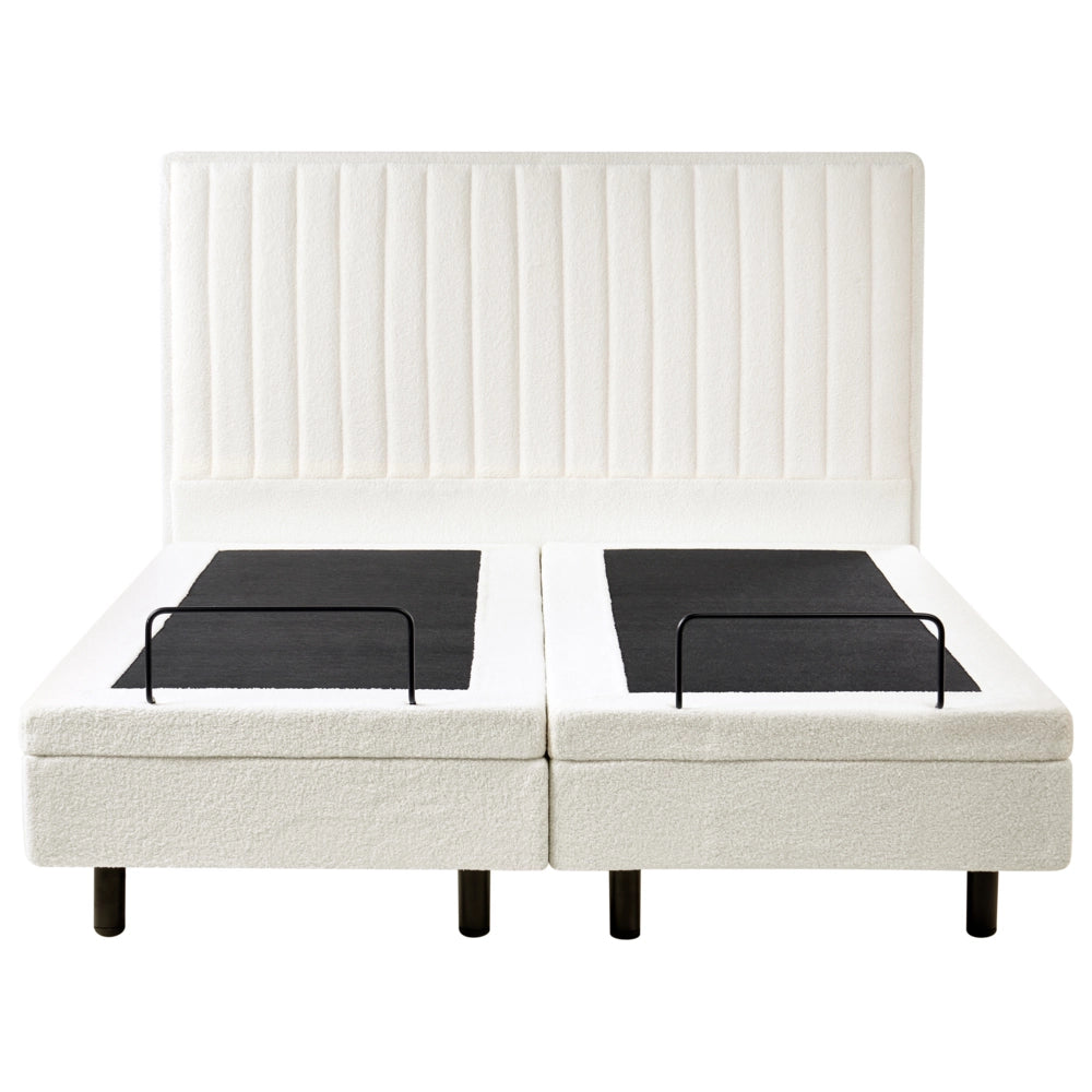 Letto matrimoniale Tessuto bianco sporco regolabile Elettricamente con Telecomando 160 x 200 cm camera da letto cameretta