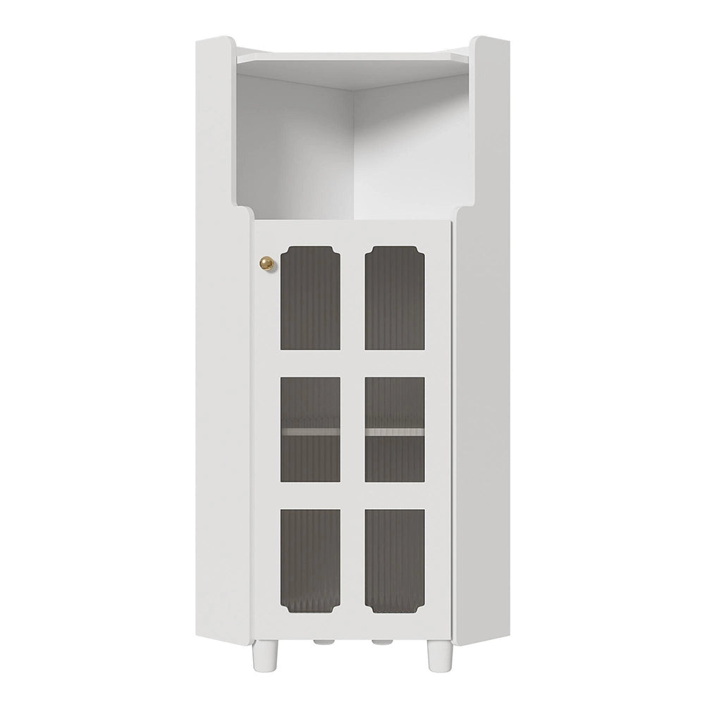 Armadio angolare bianco con superficie laccata e illuminazione LED - Xylo - 63,5*124 cm - Comando app