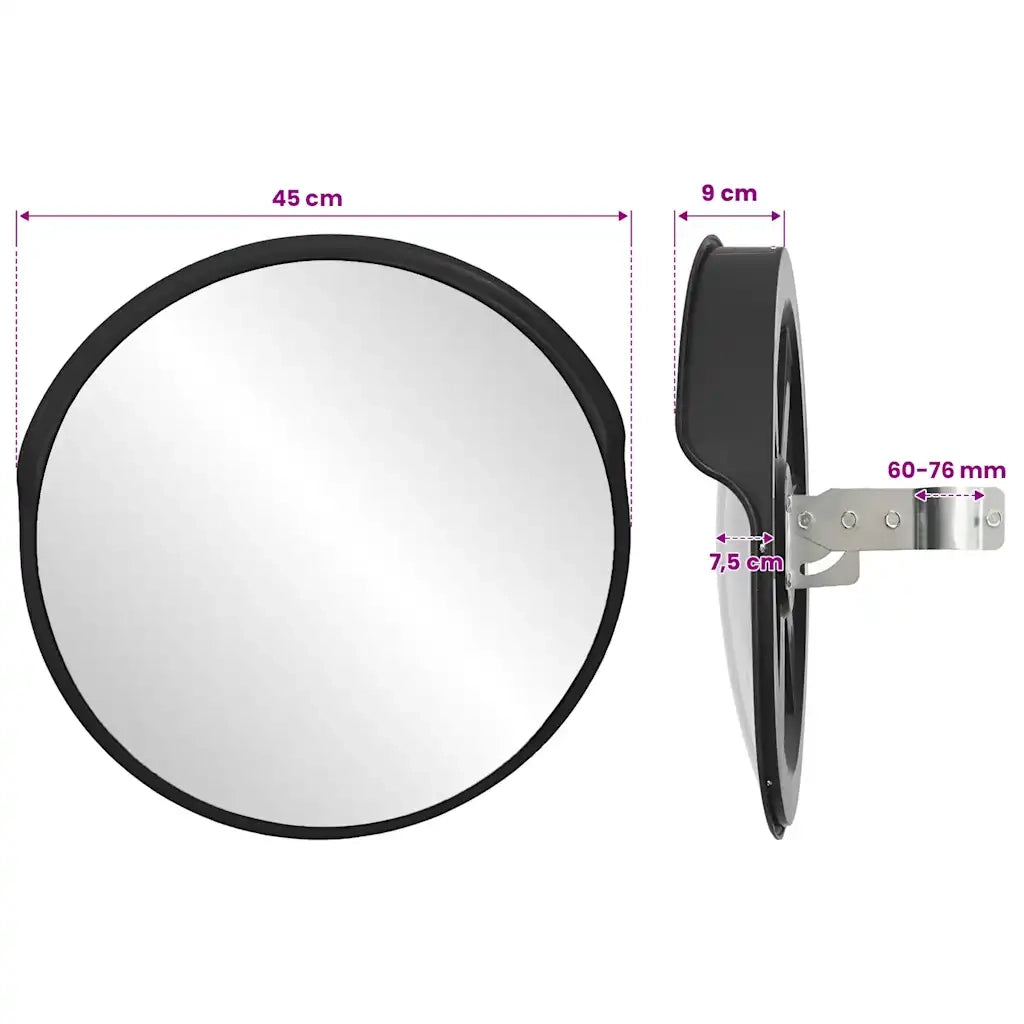 Specchio stradale convesso per esterni nero Ø45 cm in policarbonato 153079