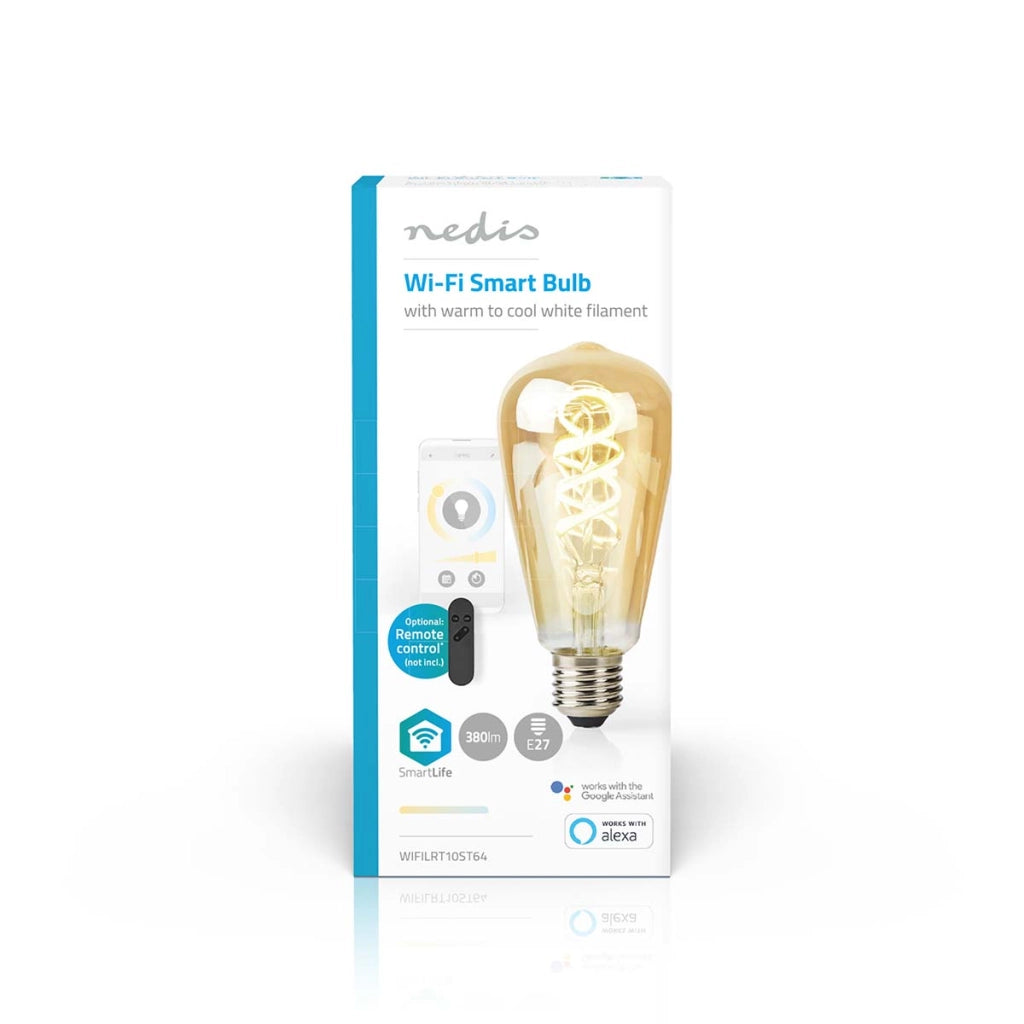 Lampadina connessa Wi-Fi LED 4,9W 360lm E27 SmartLife Formato ST64 Bianco Nedis