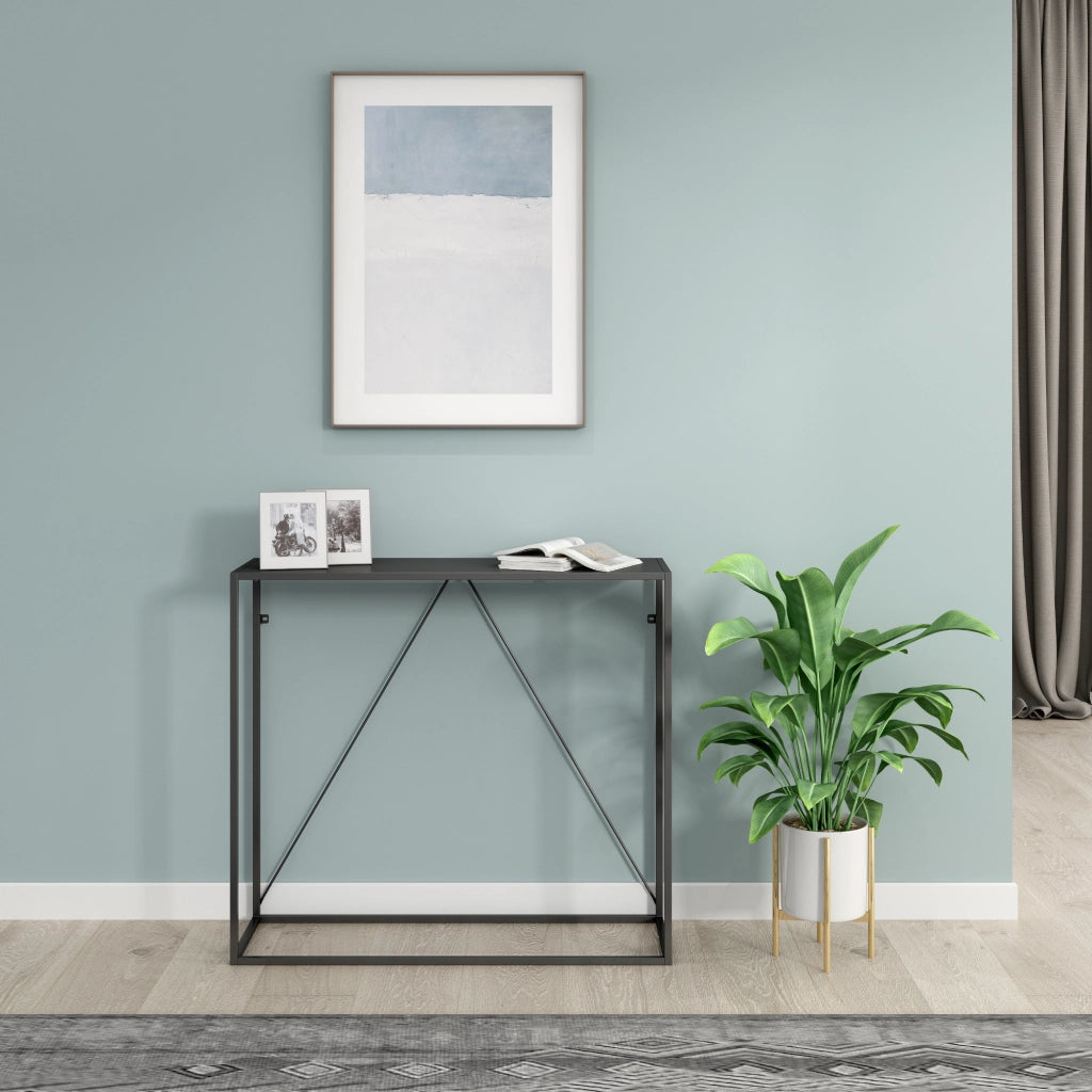 Tavolo a Consolle Austevoll in Acciaio 90 x 30 x 80 cm - Nero [en.casa]