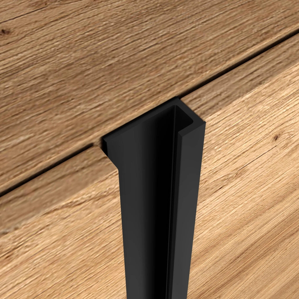 Mobile TV Soggiorno, 212x50x35 cm, Per TV fino a 80", Camino elettrico XXL, Sospeso, da appendere, LED, Rovere e nero
