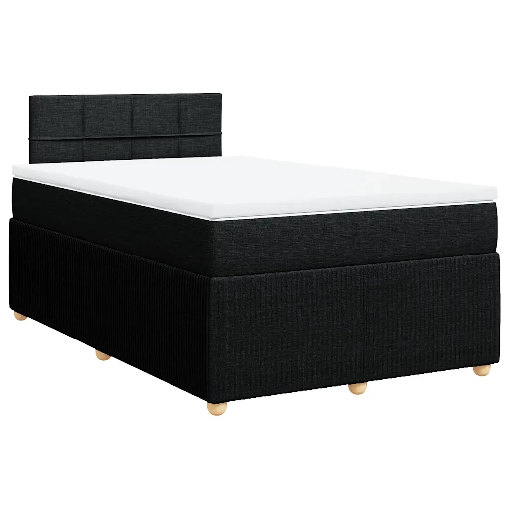 Giroletto a Molle con Materasso Nero 120x190 cm in Tessuto