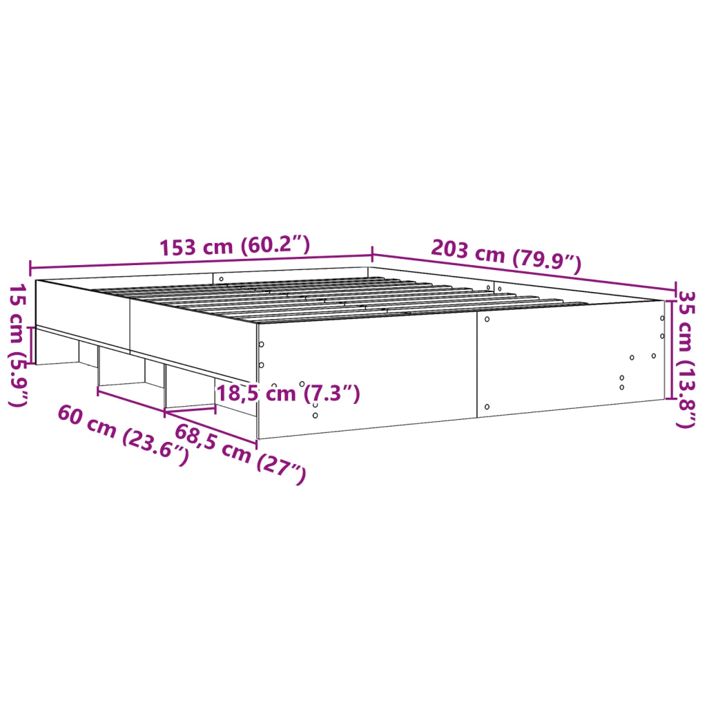 Giroletto senza Materasso Rovere Sonoma 150x200cm in Truciolato 3295648