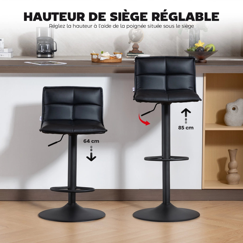 Sgabelli da bar regolabili in altezza con sedile girevole ¨C zephmum ¨C PU nero 44x45x85-106 cm