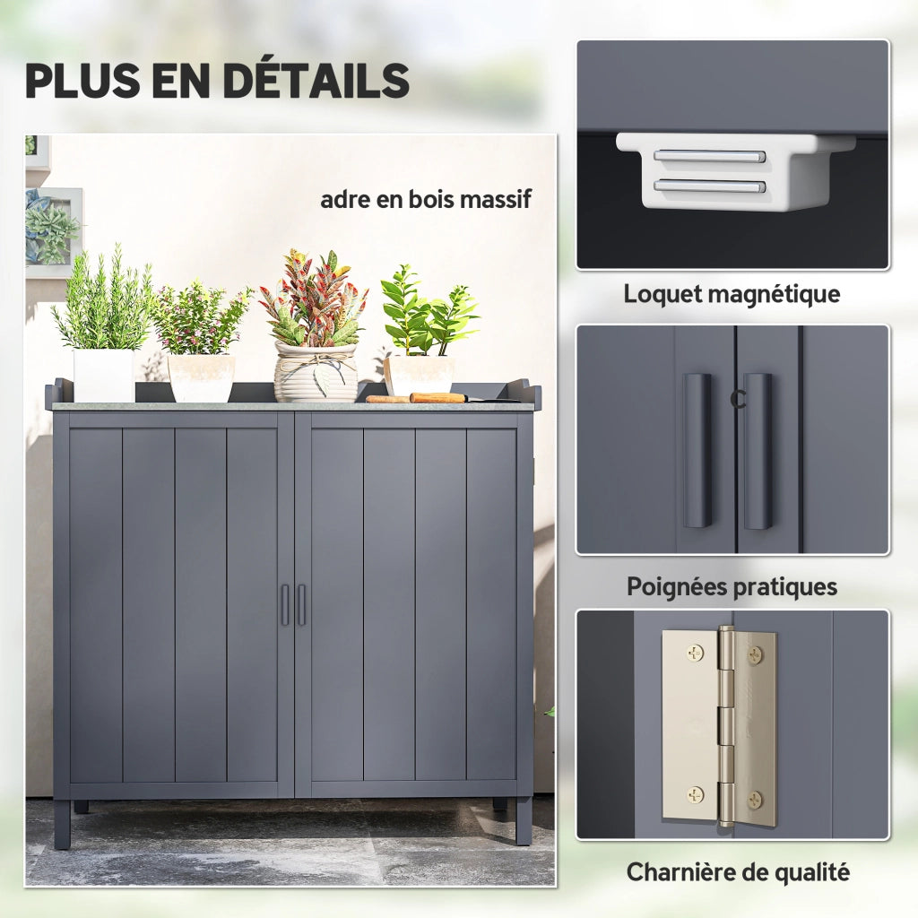 Armadio da giardino 2 in 1 ¨C zephmum ¨C grigio metallo