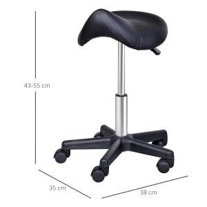 SGABELLO Girevole regolabile 45-55 cm Pelle nera con ruote