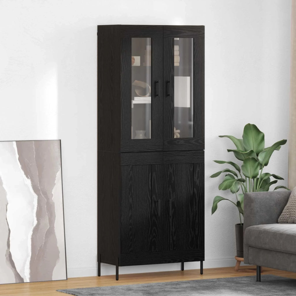 Credenza Rovere Nero 69,5 x 34 x 180 cm Legno multistrato
