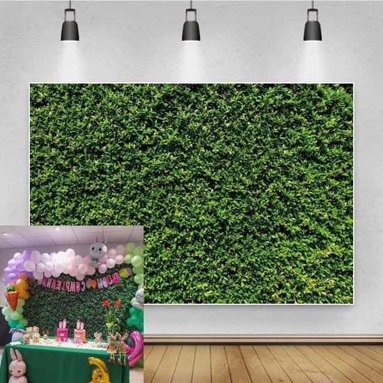 Telaio di sfondo con foglie verdi per fotografia di esterno - Decorazione di festa per compleanni, matrimoni e nascite - Banner per decorazione di casa - Sfondo per foto di nascita e doccia del bebè