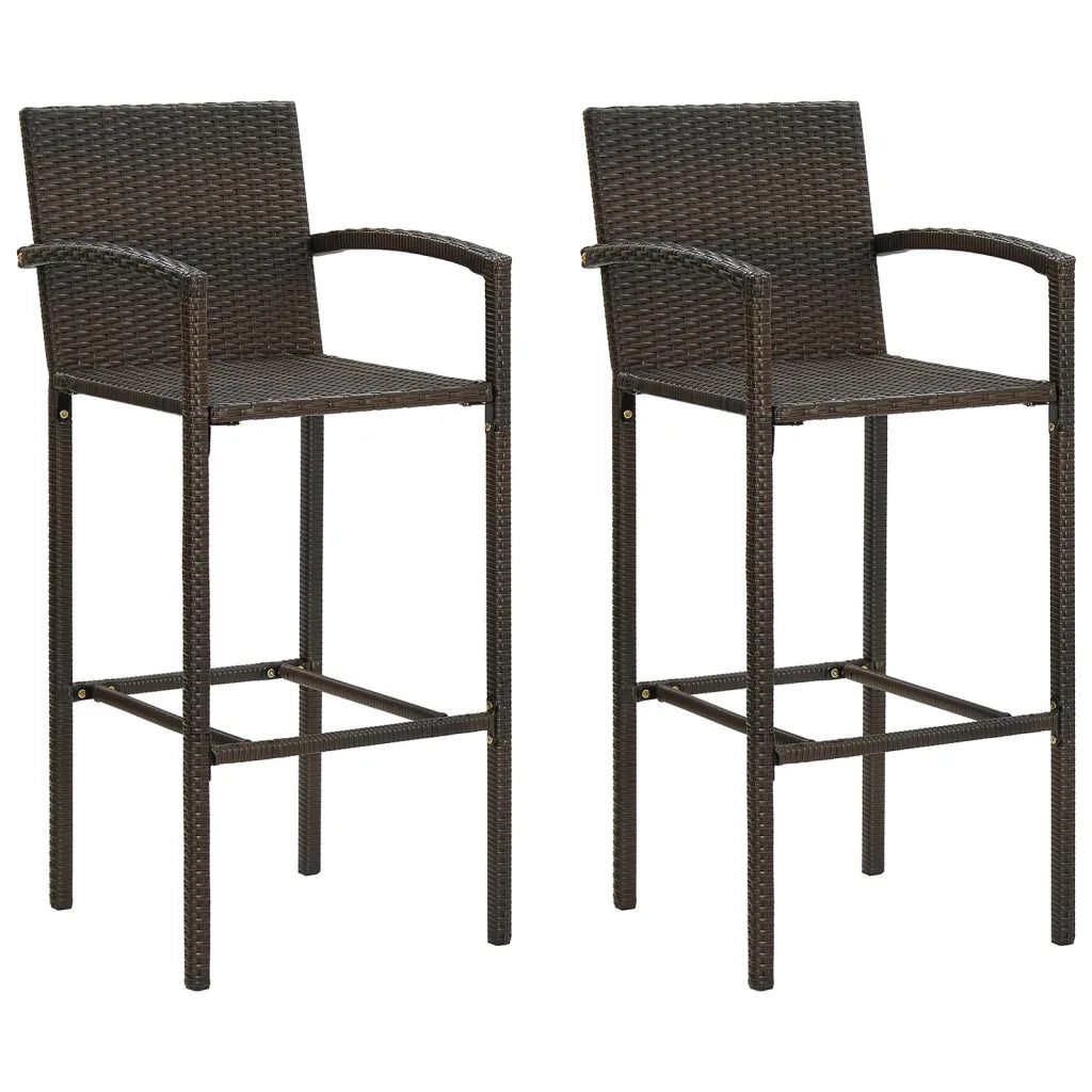 Sgabelli da Bar 2 pz in Polyrattan Marrone 362580