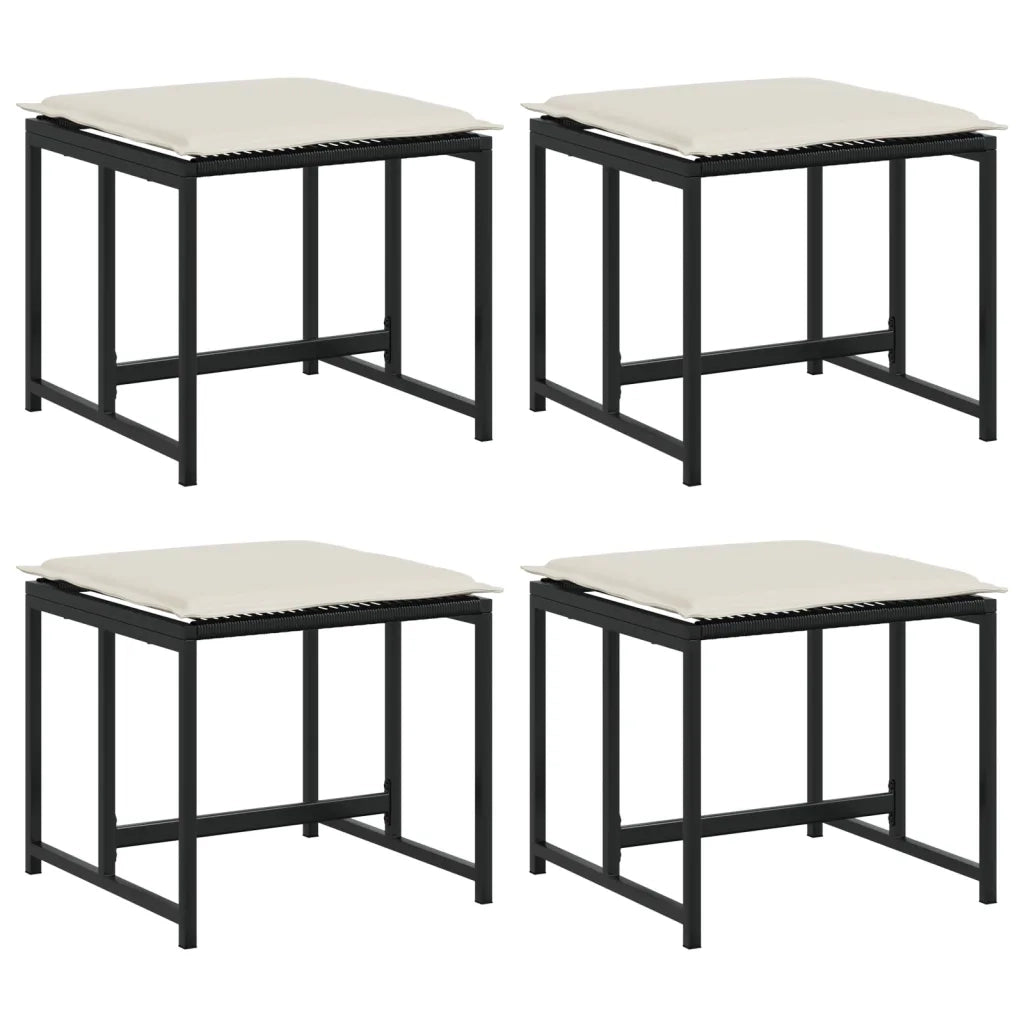 Sgabelli da Giardino con Cuscini 4 pz Neri in Polyrattan CFW6112038